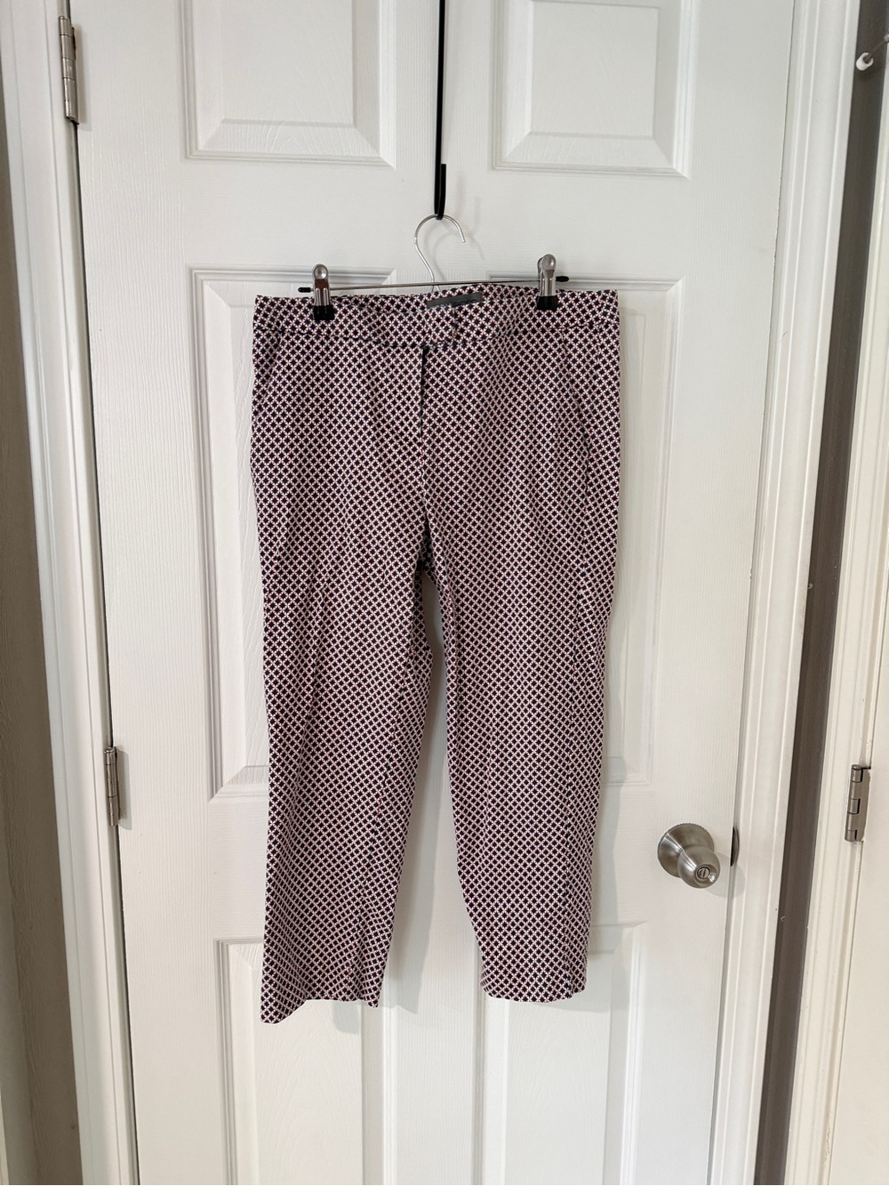 Red, White, and Blue Geometric Print Trousers
